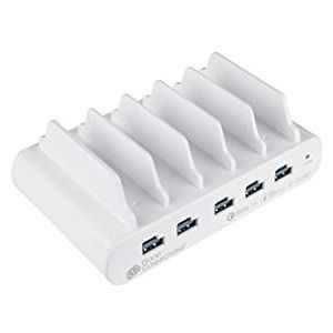 Good Connections USB desktop snellaadstation 110W, 10-poorts (5x USB-Câ""¢ en 5x USB-A), PD 3.0, QC 3.0, wit, Goed (110 W), USB-lader, Wit