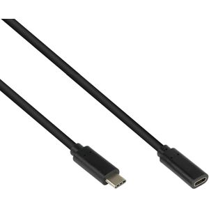 USB-C naar USB-C verlengkabel - USB3.2 (tot 10 Gbit/s) - PD tot 20V/5A - video tot 4K 60Hz / zwart - 1 meter