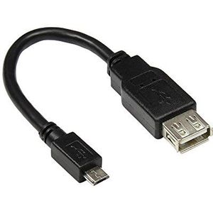 Good Connections® USB 2.0 OTG (On-the-go) adapterkabel voor smartphones, tablets en camera's - Micro B aan bus A - USB 2.0 standaard, gegevensoverdrachtsnelheid tot 480 Mbit/s - zwart, 0,1 m