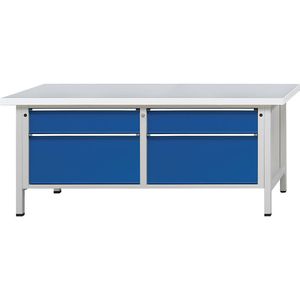 ANKE Werkbanken 2000 mm breed, stellingbouw, 4 laden, universeel blad, hoogte 840 mm