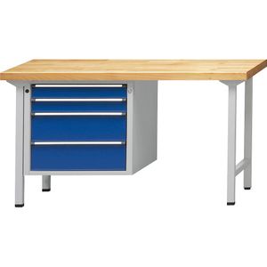ANKE Werkbank, stellingconstructie Serie V, 2 laden 90 mm, 2 laden 180 mm, massief beukenhouten blad
