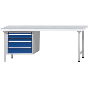ANKE Werkbank, stellingconstructie Serie V, 5 laden, universeel blad, breedte 2000 mm