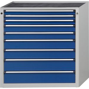 ANKE Ladekast, b x d = 910 x 675 mm, draagvermogen per lade 100 kg, 9 laden, hoogte 980 mm, front gentiaanblauw