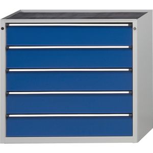 ANKE Ladekast, b x d = 1060 x 675 mm, draagvermogen per lade 100 kg, 5 laden, hoogte 980 mm, front gentiaanblauw