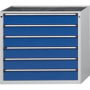 ANKE Ladekast, b x d = 1060 x 675 mm, draagvermogen per lade 100 kg, 6 laden, hoogte 980 mm, front gentiaanblauw