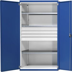 ANKE Zwaarlastkast met 3 legborden, 4 laden à 3 x 90 en 1 x 120 mm, h x b x d = 1950 x 1084 x 690 mm