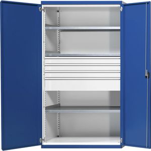 ANKE Zwaarlastkast met 3 legborden, 4 laden à 3 x 120 en 1 x 180 mm, h x b x d = 1950 x 1084 x 690 mm