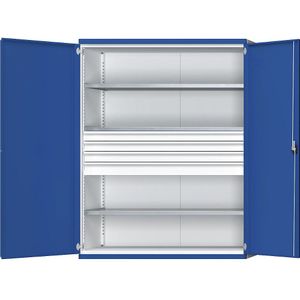 ANKE Zwaarlastkast JUMBO met 3 legborden, 4 laden à 3 x 90 en 1 x 120 mm, h x b x d = 1950 x 1484 x 690 mm