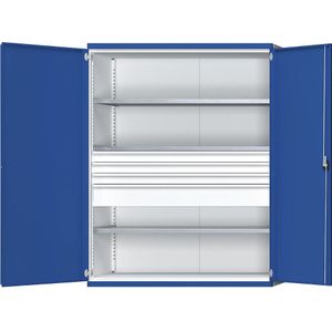 ANKE Zwaarlastkast JUMBO met 3 legborden, 4 laden à 3 x 120 en 1 x 180 mm, h x b x d = 1950 x 1484 x 690 mm