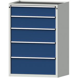 ANKE Ladekast, b x d = 910 x 675 mm, draagvermogen per lade 200 kg, 5 laden, hoogte 1280 mm, front gentiaanblauw