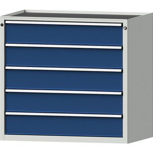 ANKE Ladekast, b x d = 1060 x 675 mm, draagvermogen per lade 200 kg, 5 laden, hoogte 980 mm, front gentiaanblauw