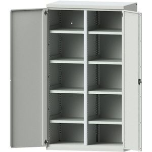eurokraft pro Zwaarlastkast van staal, 8 legborden, lichtgrijs / lichtgrijs