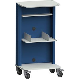 ANKE Laptop-/apparatenwagens, met extra opbergvak, 2 boekensteunen, grijs/blauw
