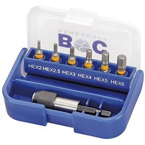 Bohrcraft - Bit Satz Sechskant mit Bithalter 7-teilig Box farbliche Kennzeichnung