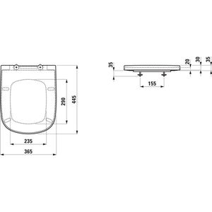 Laufen Palomba closetzittingmet deksel met dempingsmechanisme afneembaar systeem. dunne uitvoering duroplast wit H8918020000001