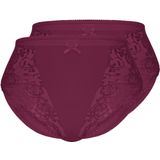 Sassa - Slip - Pruim - 2 Pack - Mid Waist - Effen met Kant