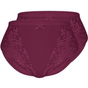 Sassa - Slip - Pruim - 2 Pack - Mid Waist - Effen met Kant