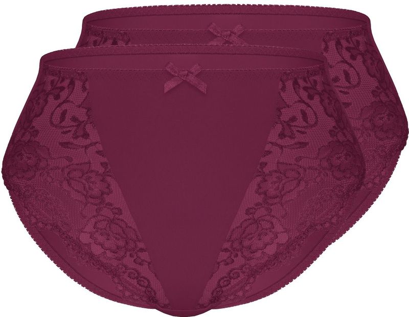 Sassa - Slip - Pruim - 2 Pack - Mid Waist - Effen met Kant