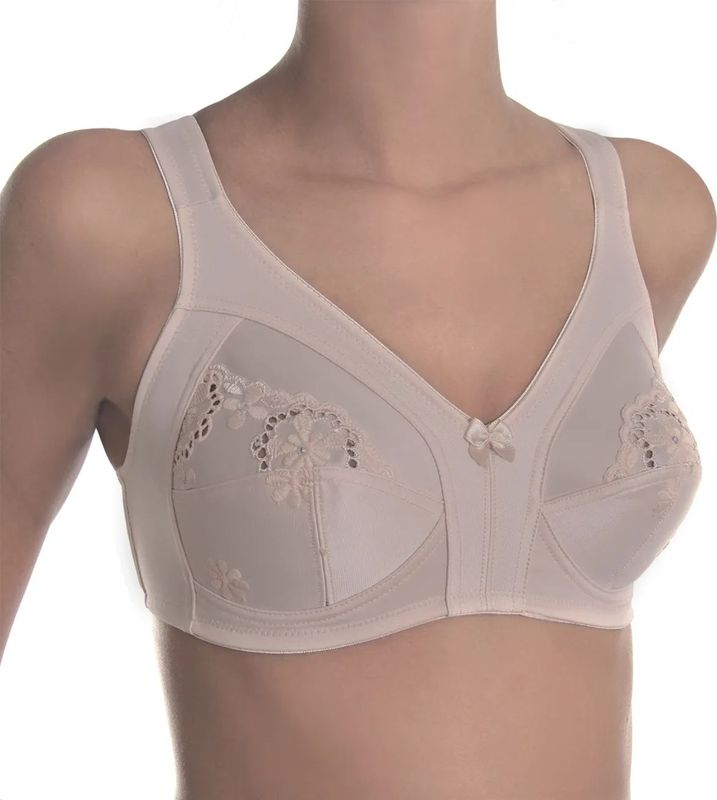 Sassa Mode - 12906 - Soft Bh zonder Beugel - Wit - Brede Bandjes - Grote Maten