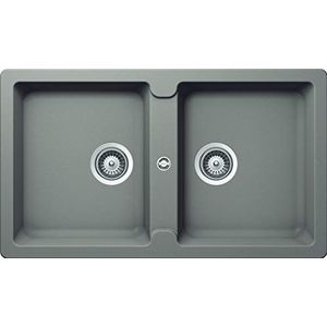 SCHOCK | Primus keukenspoelbak met 2 gelijke wastafels, materiaal Cristalite®, taupe, 860 x 500 mm