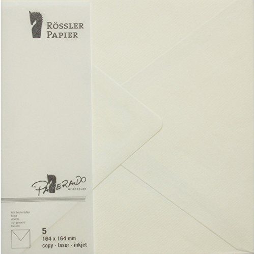 Briefumschl&#228;ge 16,4x16,4cm Seidenfutter Nassklebung VE=5 St&#252;ck Chamois