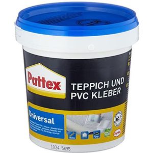 Pattex Tapijt en pvc-lijm, oplosmiddelvrije dispersielijm, voor het ideale verlijmen van pvc-vloerbedekking in verschillende vormen of tapijten met pvc-vliesrug, 1 x 1 kg