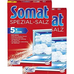 Somat Speciaal zout (8 x 1,2 kg), vaatwasserzout voor zacht water, waterontharder voor de vaatwasser werkt tegen kalk voor glanzende resultaten