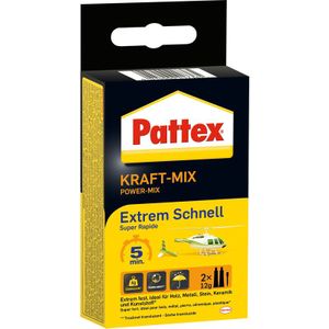 Pattex Kraft-Mix Extrem Fast, extreem snel uithardende 2-componentenlijm op epoxyhars basis, 2K-lijm met hoge bestendigheid voor vele materialen, 2x 12 g tube