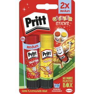 Pritt 2050203 2 stuks rode en gele glittersticks 20 g