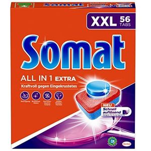 Somat All in 1 extra vaatwasser, 56 tabs, vaatwasmachinetafel voor extra krachtige reiniging en roestvrijstalen glans