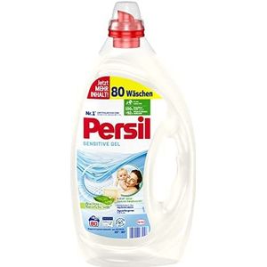 Persil Sensitive Gel (80 wasladen), vloeibaar wasmiddel voor mensen met een allergie en baby's verwijdert hardnekkige vlekken, 92% biologisch afbreekbare ingrediënten*