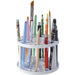 631060 Ami - Stiften- en penselenhouder - Rond - Kunststof - Wit - Doorsnede 14,5cm - 49 vakjes - 5-delig