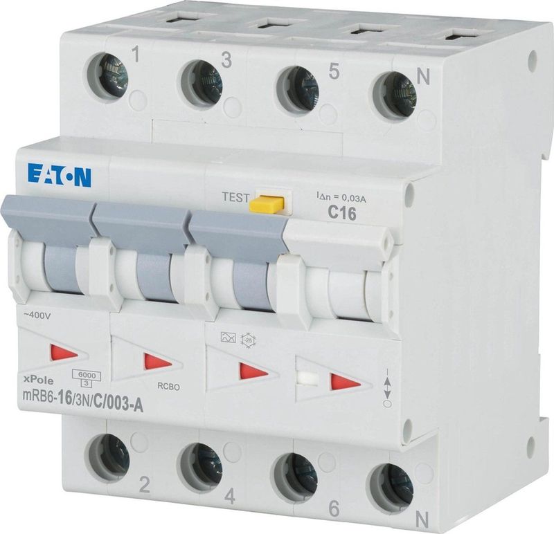 Eaton - Aardlekautomaat - 16A/30mA - C Karakter - 3P+N