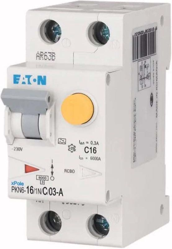 Eaton - Holec Systeem 55 Aardlekautomaat - 16A - 1P+N - 30mA - Karakteristiek B