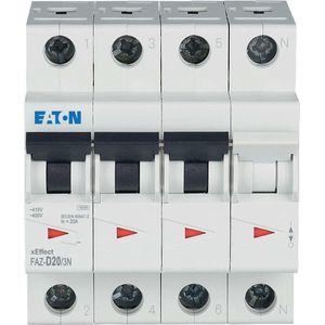 Eaton Installatieautomaat 20A 4-polig met NUL D-kar 15kA