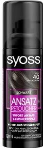 Syoss Ansatz Retoucher Kasierspray, zwart, niveau 1 (3 x 120 ml), de aanzetspray dekt lichtere en grijs hernieuwbare aanzet af, de aanzetkleur houdt tot de volgende keer wassen