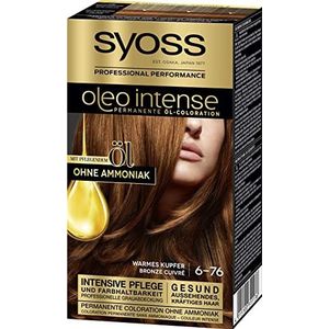 Syoss Oleo Intense Oil Coloration 6-76 Warm Koper, niveau 3 (115 ml), duurzame haarkleur met voedende olie, kleuring zonder ammoniak