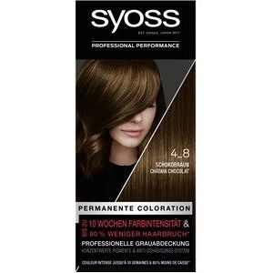 Syoss Color Coloration 4_8 chocoladebruin niveau 3 (3 x 115 ml), permanente haarkleur voor maximaal 10 weken kleurintensiteit en 70% minder haarbreuk