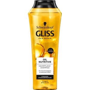 Gliss Shampoo Oil Nutritive (250 ml), haarshampoo biedt intensieve voedingsverzorging voor strochtig, beschadigd haar, verzorgende shampoo geeft een gezonde glans
