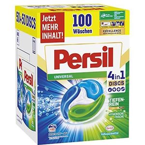 Persil Discs Universele 4-in-1 (100 wasbeurten), volwasmiddel met Deep Rein-Plus-technologie, bestrijdt hardnekkige vlekken, 92% biologisch afbreekbare ingrediënten*