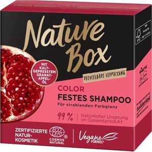 Nature Box Color Solid Shampoo (85 g) voor geverfd, gestroomlijnd en geverfd haar met granaatappelolie voor duurzame kleurbescherming, recyclebare verpakking