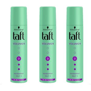 Taft® | 3 x 75ml Haarspray Volume hold 3 | haarlak voor alle haartypen | reisformaat