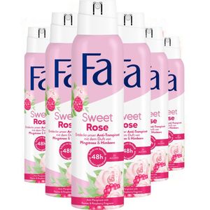 Fa - Sweet Rose - Deodorant Spray - Anti-Transparant Spray - Voordeelverpakking - 6 x 150 ml
