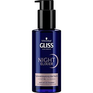 Gliss Night Elixier Anti-Spliss Wunder (100 ml), haarserum verzegelt gespleten punten tijdens de slaap, haarverzorging herstelt het haar langdurig