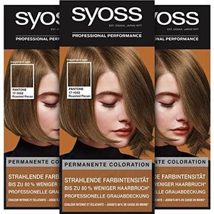 Syoss Color Coloration 6-66 Roasted Pecan Pantone 17-1052 (3 x 115 ml), PANTONE-geïnspireerde permanente kleuring, tot 80% minder haarbreuk, professionele grijsdekking