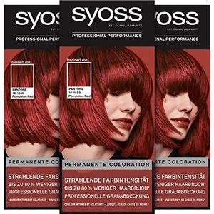 SYOSS Geïnspireerd door PANTONE 18-1658 Pompeian Red Permanente kleuring niveau 3, verpakking van 3 (3 x 115 ml)