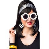 Carnaval verkleed jaren 60 setje - zwart/wit - dames - hippie/flower power - Brigitte Bardot ruitjes