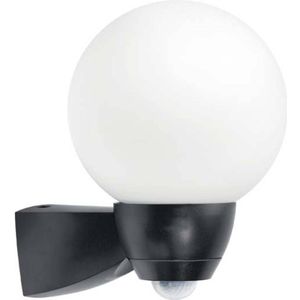 AL Monza Garda Sensorleuchte, 77W, HV-Halogenlampe, schwarz, matt, Betriebsger&#228;t nicht erforderlich, E27, IP44, Glas opal