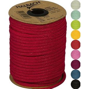 Halbach Seidenbänder Premium papieren gebreide slang, breedte: 4 mm, lengte: 30 m, slanggaren vulbaar en scheurvast, papiergaren voor naambordjes kinderkamer of om te knutselen, kleur: rood