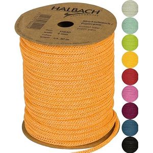 Halbach Seidenbänder Premium papieren gebreide slang, breedte: 4 mm, lengte: 30 m, slanggaren vulbaar en scheurvast, papiergaren voor naambordjes kinderkamer of om te knutselen, kleur: oranje